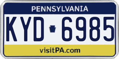 PA license plate KYD6985