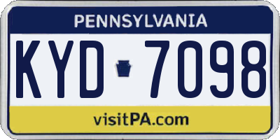 PA license plate KYD7098
