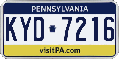 PA license plate KYD7216