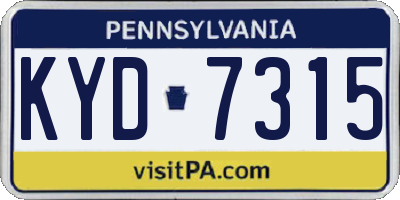 PA license plate KYD7315
