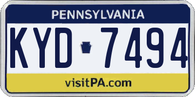 PA license plate KYD7494