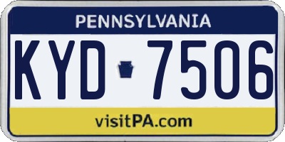 PA license plate KYD7506