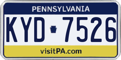 PA license plate KYD7526