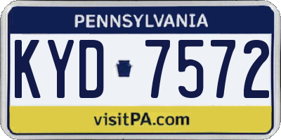 PA license plate KYD7572