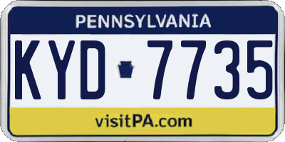 PA license plate KYD7735