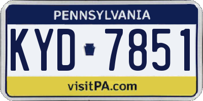 PA license plate KYD7851