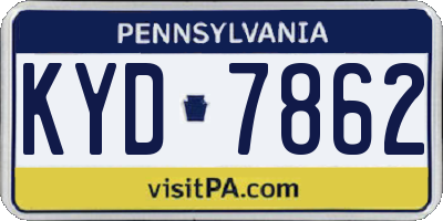 PA license plate KYD7862
