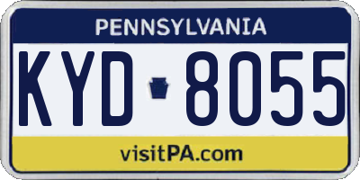 PA license plate KYD8055