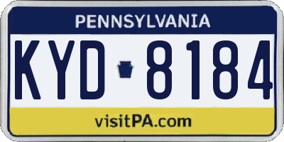 PA license plate KYD8184