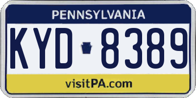 PA license plate KYD8389
