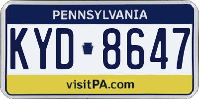 PA license plate KYD8647