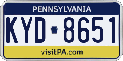 PA license plate KYD8651