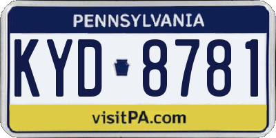 PA license plate KYD8781