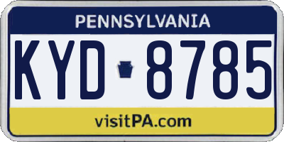 PA license plate KYD8785
