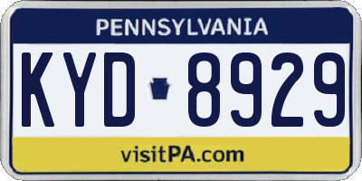 PA license plate KYD8929