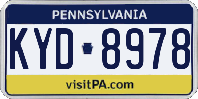 PA license plate KYD8978