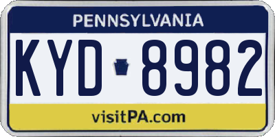 PA license plate KYD8982