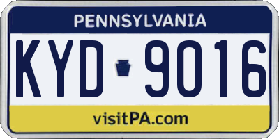 PA license plate KYD9016
