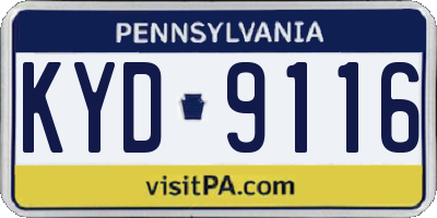 PA license plate KYD9116