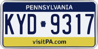 PA license plate KYD9317