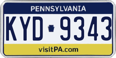 PA license plate KYD9343
