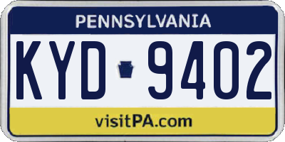 PA license plate KYD9402