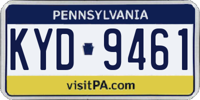 PA license plate KYD9461