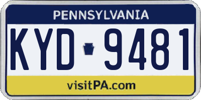 PA license plate KYD9481