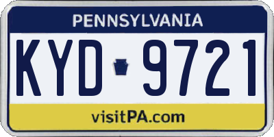 PA license plate KYD9721