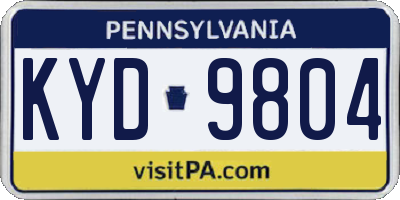PA license plate KYD9804