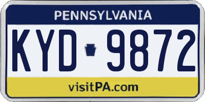 PA license plate KYD9872