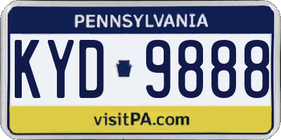 PA license plate KYD9888