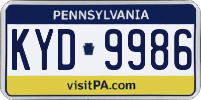 PA license plate KYD9986