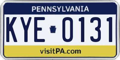 PA license plate KYE0131