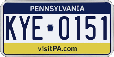 PA license plate KYE0151