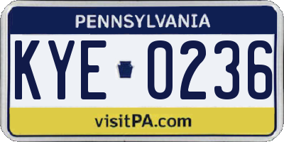 PA license plate KYE0236