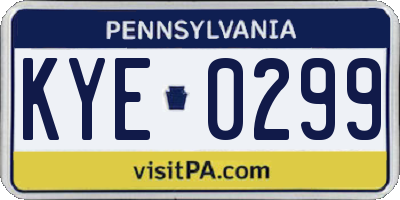 PA license plate KYE0299