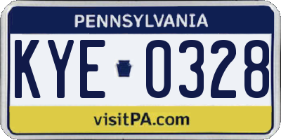 PA license plate KYE0328