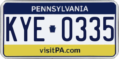 PA license plate KYE0335