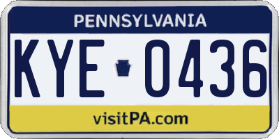 PA license plate KYE0436