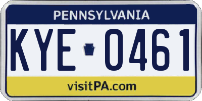 PA license plate KYE0461