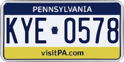 PA license plate KYE0578