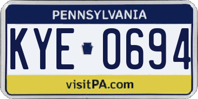 PA license plate KYE0694