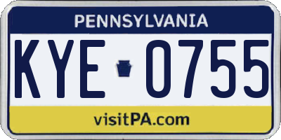 PA license plate KYE0755