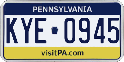 PA license plate KYE0945