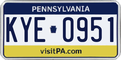 PA license plate KYE0951