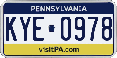 PA license plate KYE0978