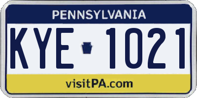 PA license plate KYE1021