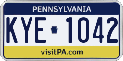 PA license plate KYE1042