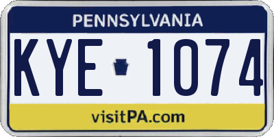 PA license plate KYE1074